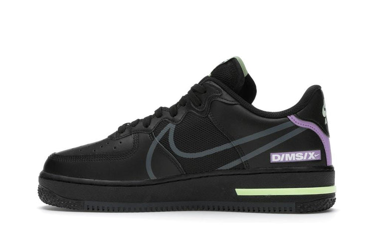 Nike Air Force 1 React Black Violet Star Barely Volt